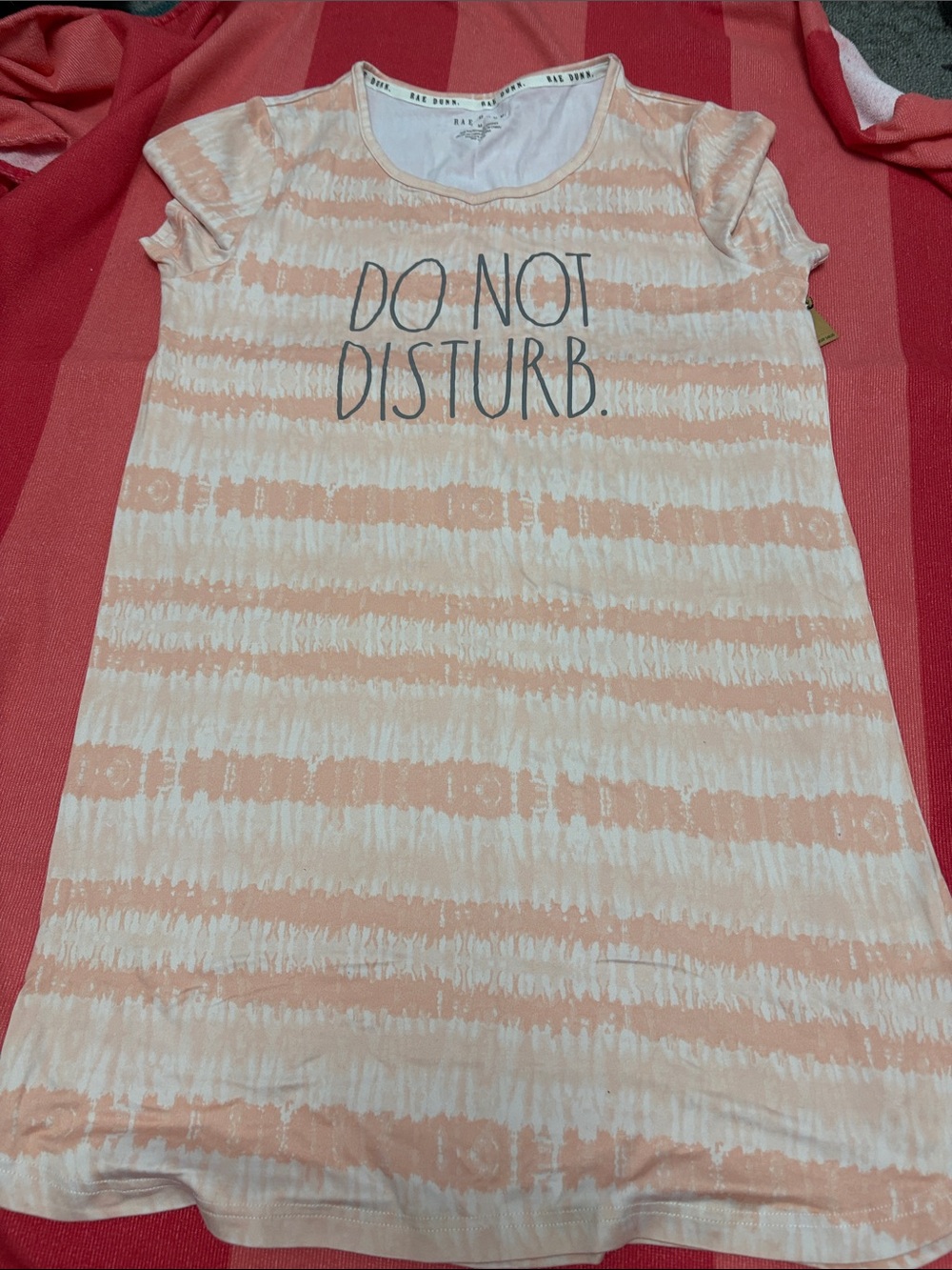 Rae Dunn Peach & White "DO NOT DISTURB" Short Sleeve Nightshirt